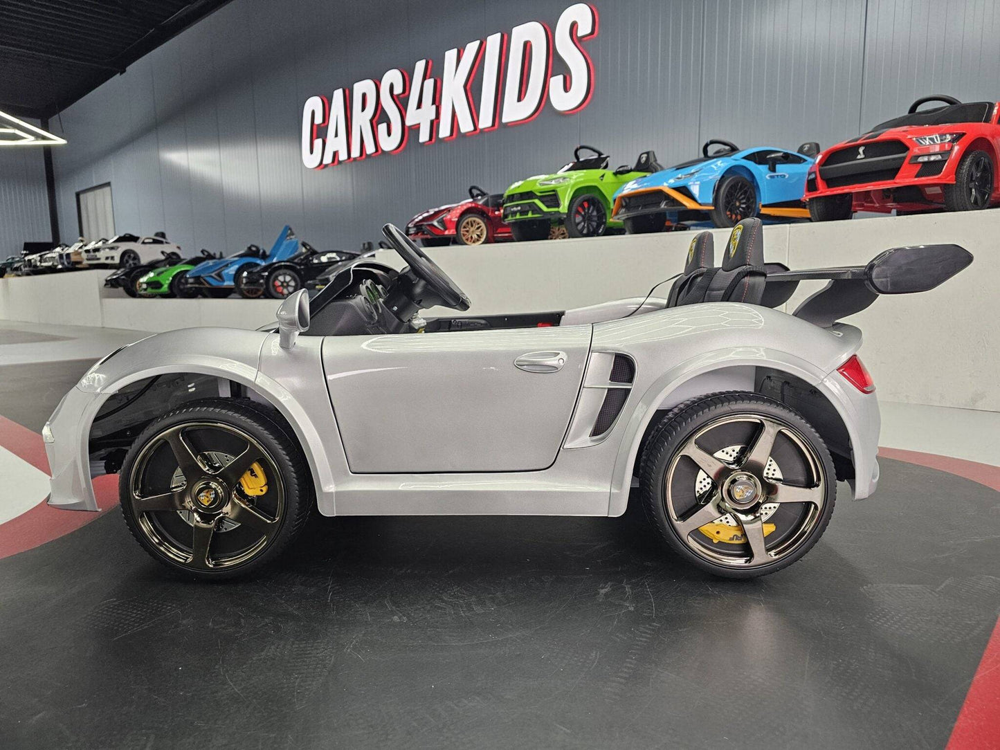 Kinder-Elektroauto Porsche RUF 24 V – 2 Sitzer – Silber Metallic