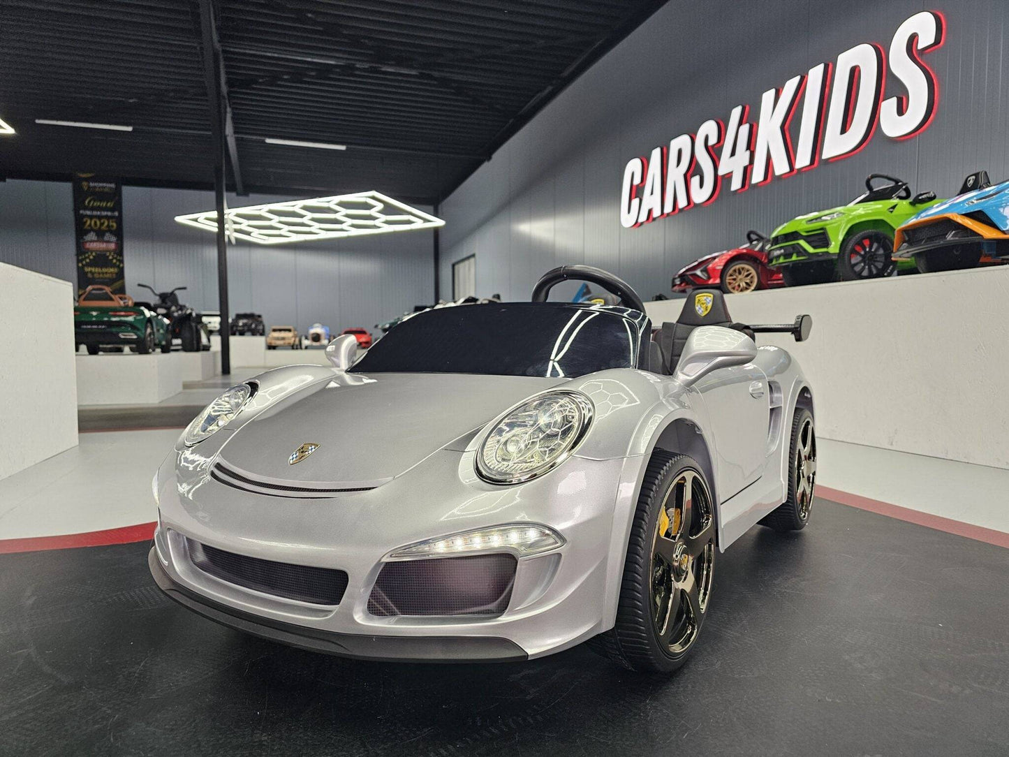 Kinder-Elektroauto Porsche RUF 24 V – 2 Sitzer – Silber Metallic