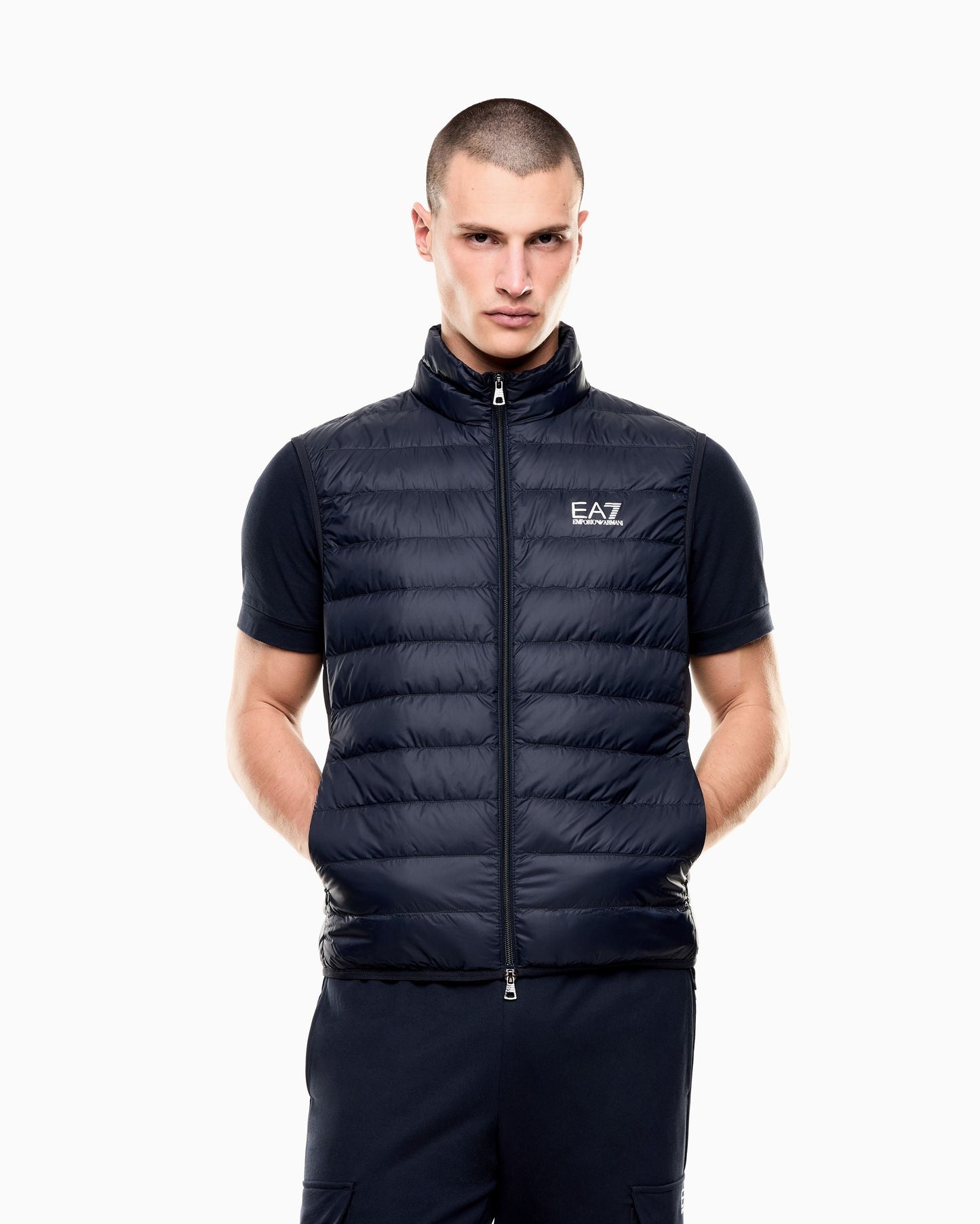 EA7 Emporio Armani Gilet Piumino Uomo Blu Packable Core Identity 8NPQ06 PNGPZ