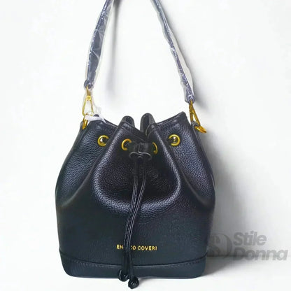 Enrico Coveri Borsa a Secchiello in Ecopelle Rosa e Nero