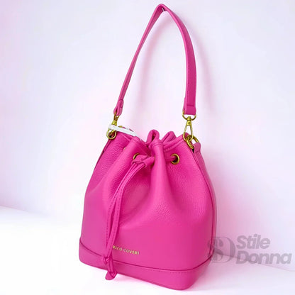 Enrico Coveri Borsa a Secchiello in Ecopelle Rosa e Nero