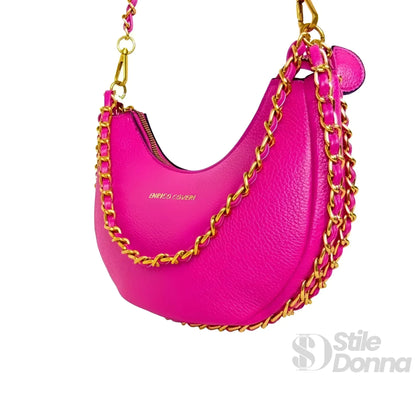 Enrico Coveri Borsa a Spalla in Ecopelle con Tracolla a Catena Finitura Color Oro