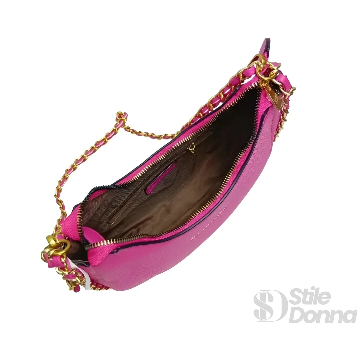 Enrico Coveri Borsa a Spalla in Ecopelle con Tracolla a Catena Finitura Color Oro