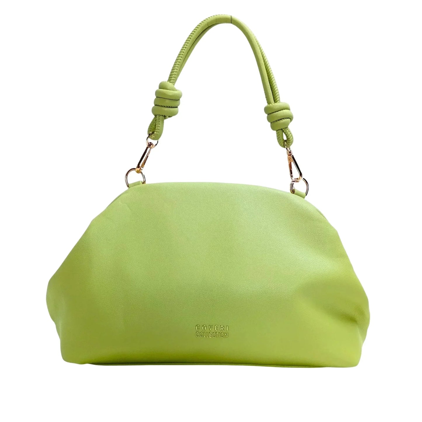 Enrico Coveri Clutch in Ecopelle Verde Lime con Finitura Color Oro