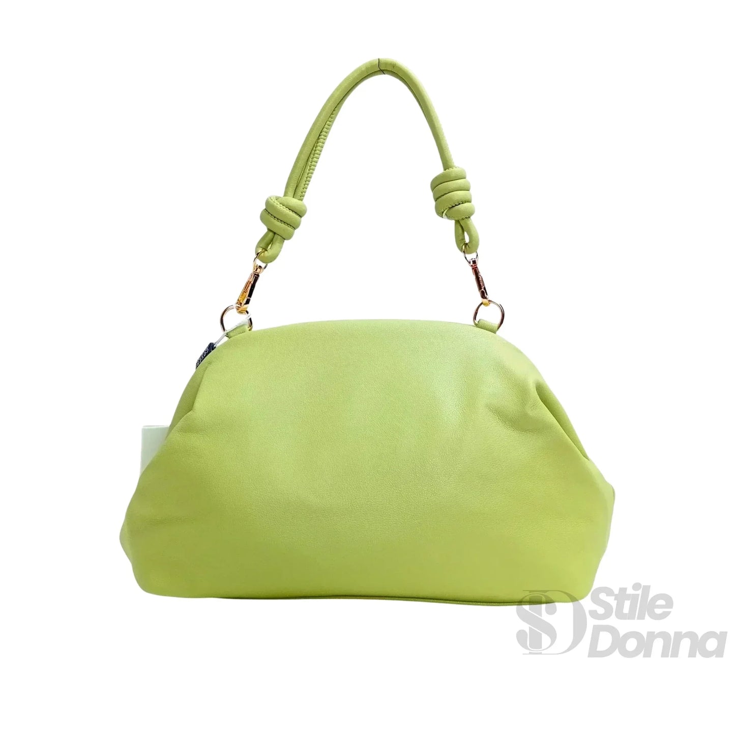 Enrico Coveri Clutch in Ecopelle Verde Lime con Finitura Color Oro