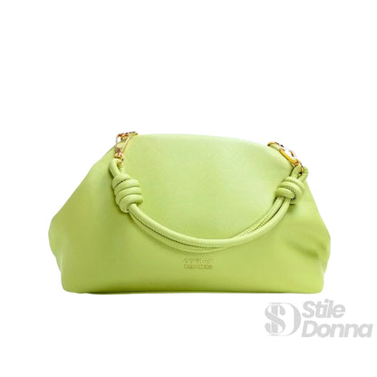 Enrico Coveri Clutch in Ecopelle Verde Lime con Finitura Color Oro