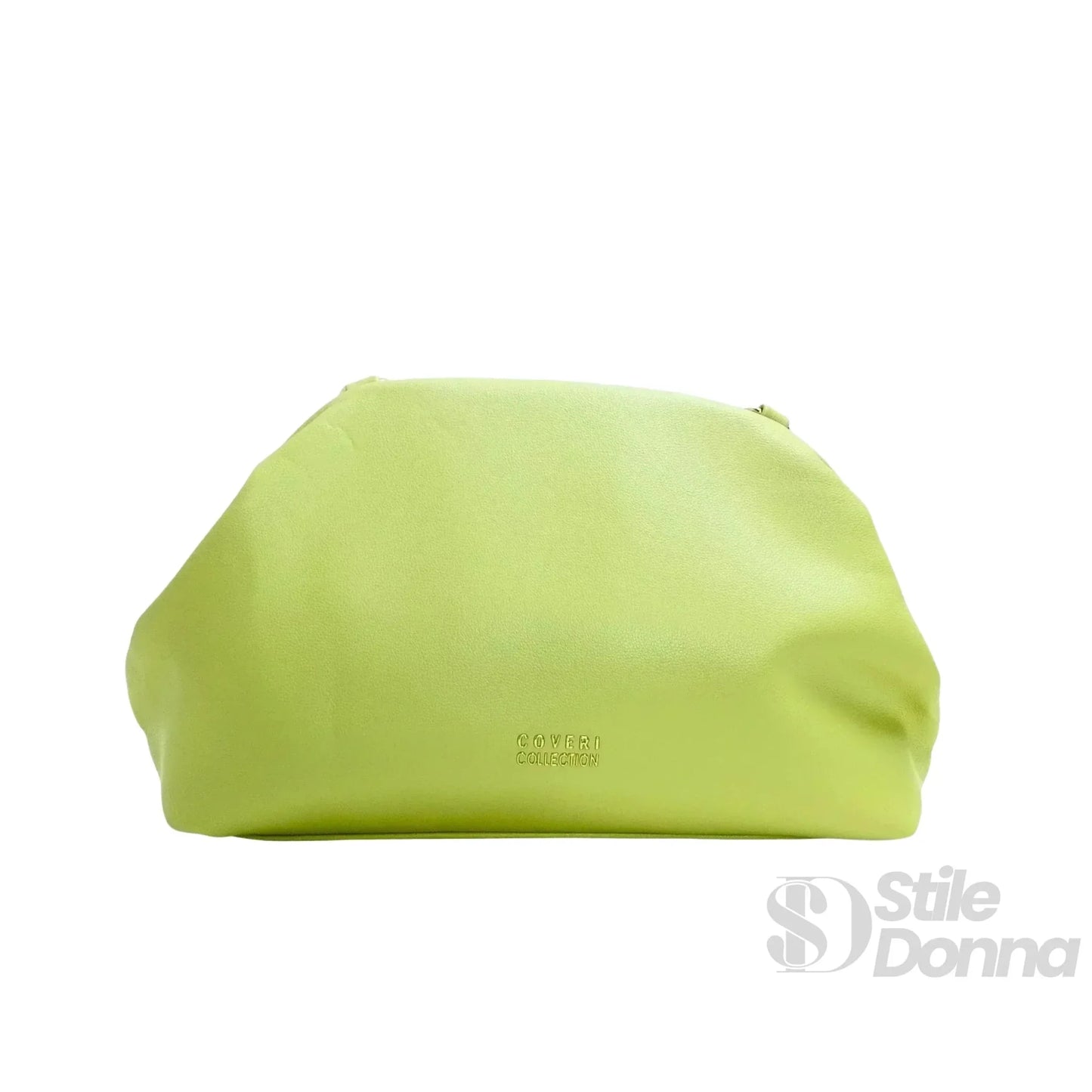 Enrico Coveri Clutch in Ecopelle Verde Lime con Finitura Color Oro