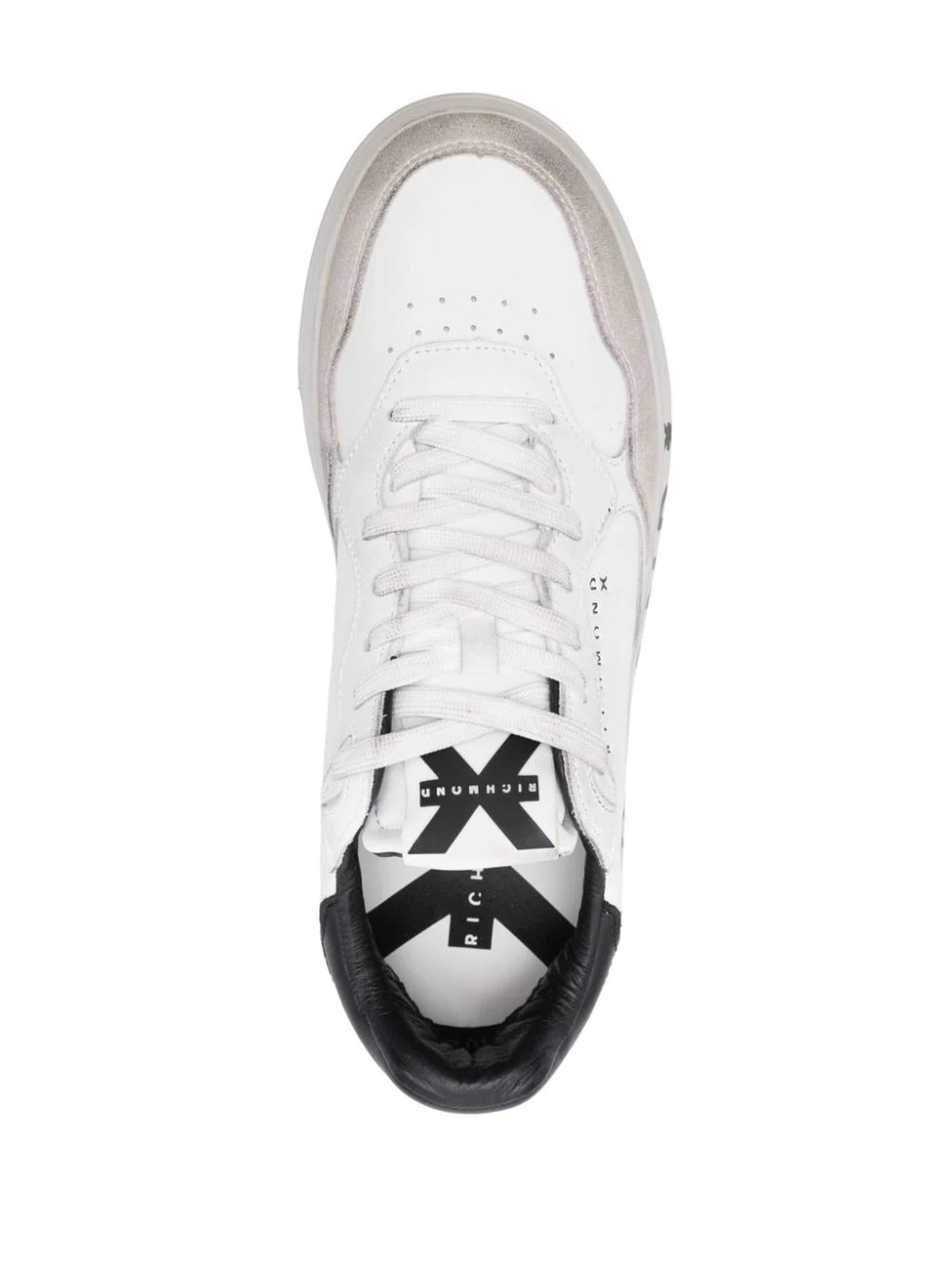 John Richmond ivory faux leather and suede sneakers