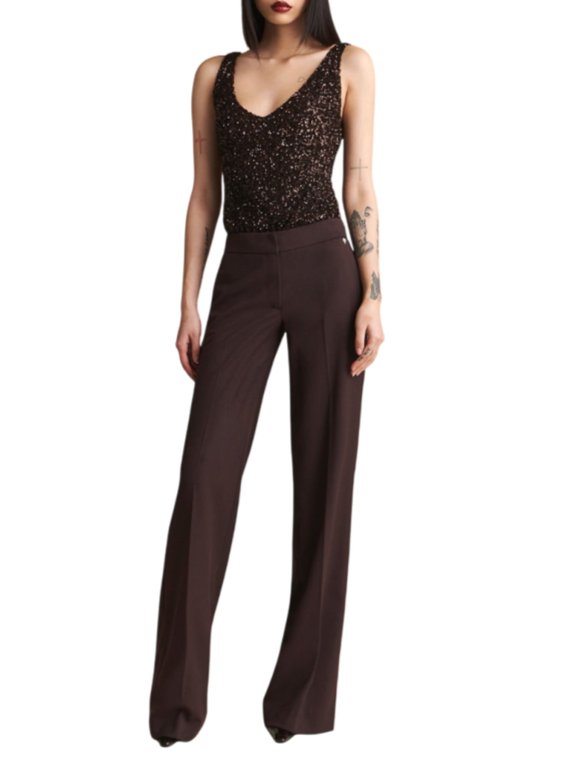 Aniye By top Luxy con paillettes marrone