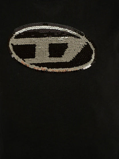 Diesel short-sleeved T-shirt with sequin logo black