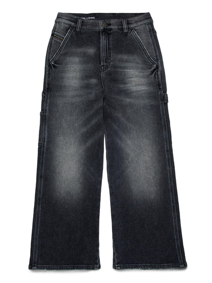 Diesel jeans bambina gamba larga lavaggio grigio