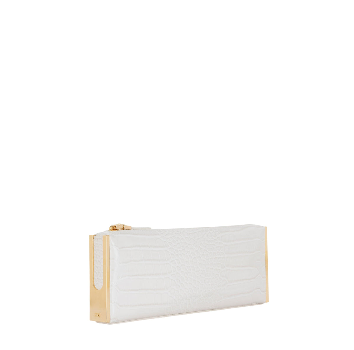 Elisabetta Franchi pochette in ecopelle coccodrillo bianco latte