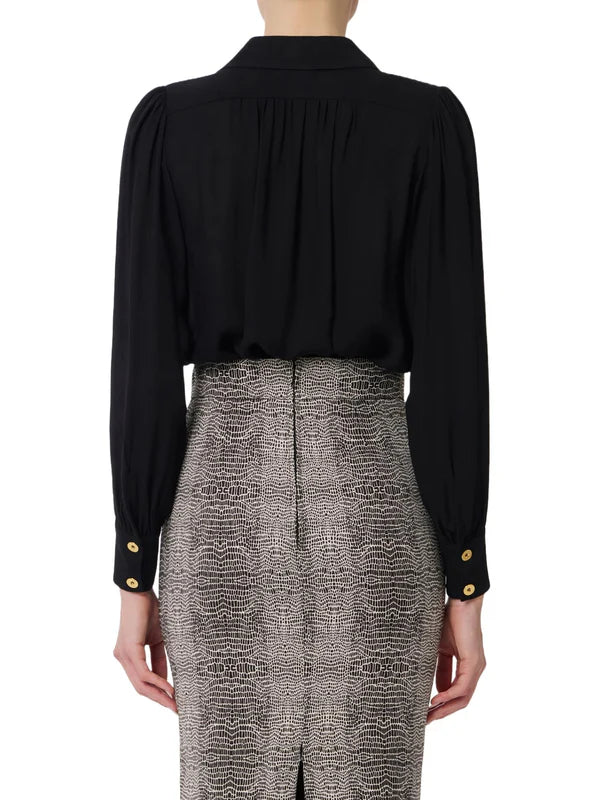 Elisabetta Franchi georgette shirt with necklace in black