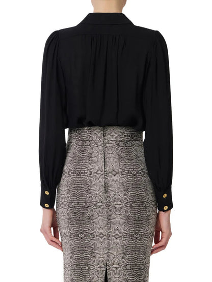 Elisabetta Franchi georgette shirt with necklace in black