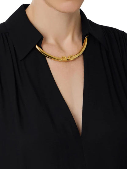 Elisabetta Franchi georgette shirt with necklace in black