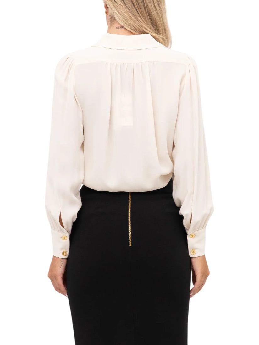 Elisabetta Franchi camicia in georgette con collana avorio