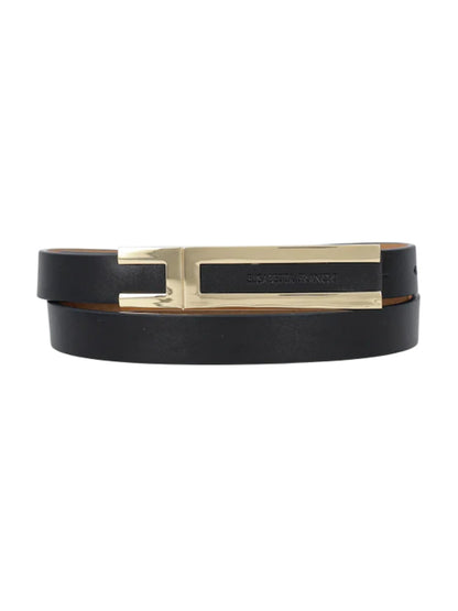 Elisabetta Franchi faux leather belt with black gold logo