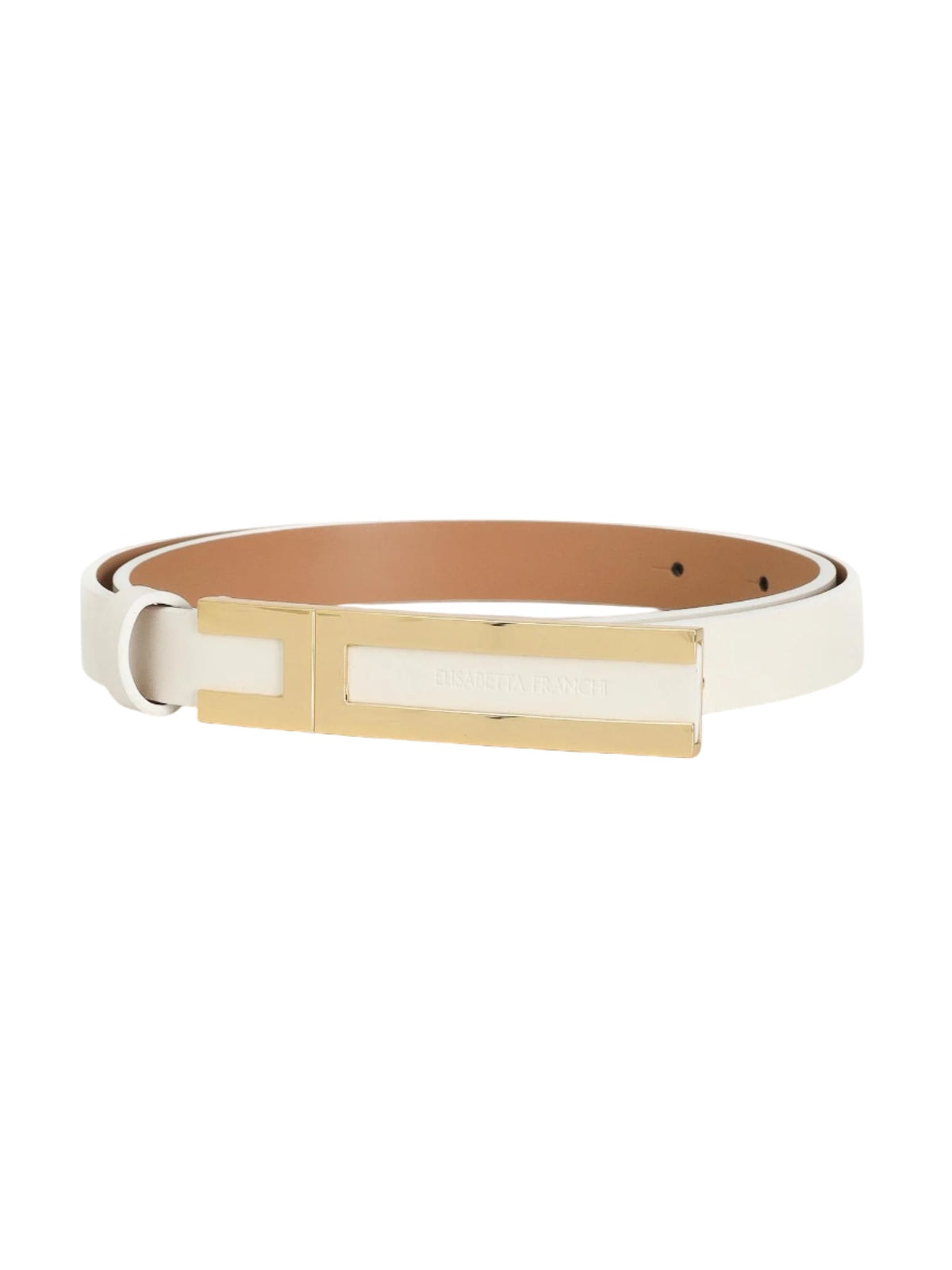 Elisabetta Franchi ecru faux leather belt with logo