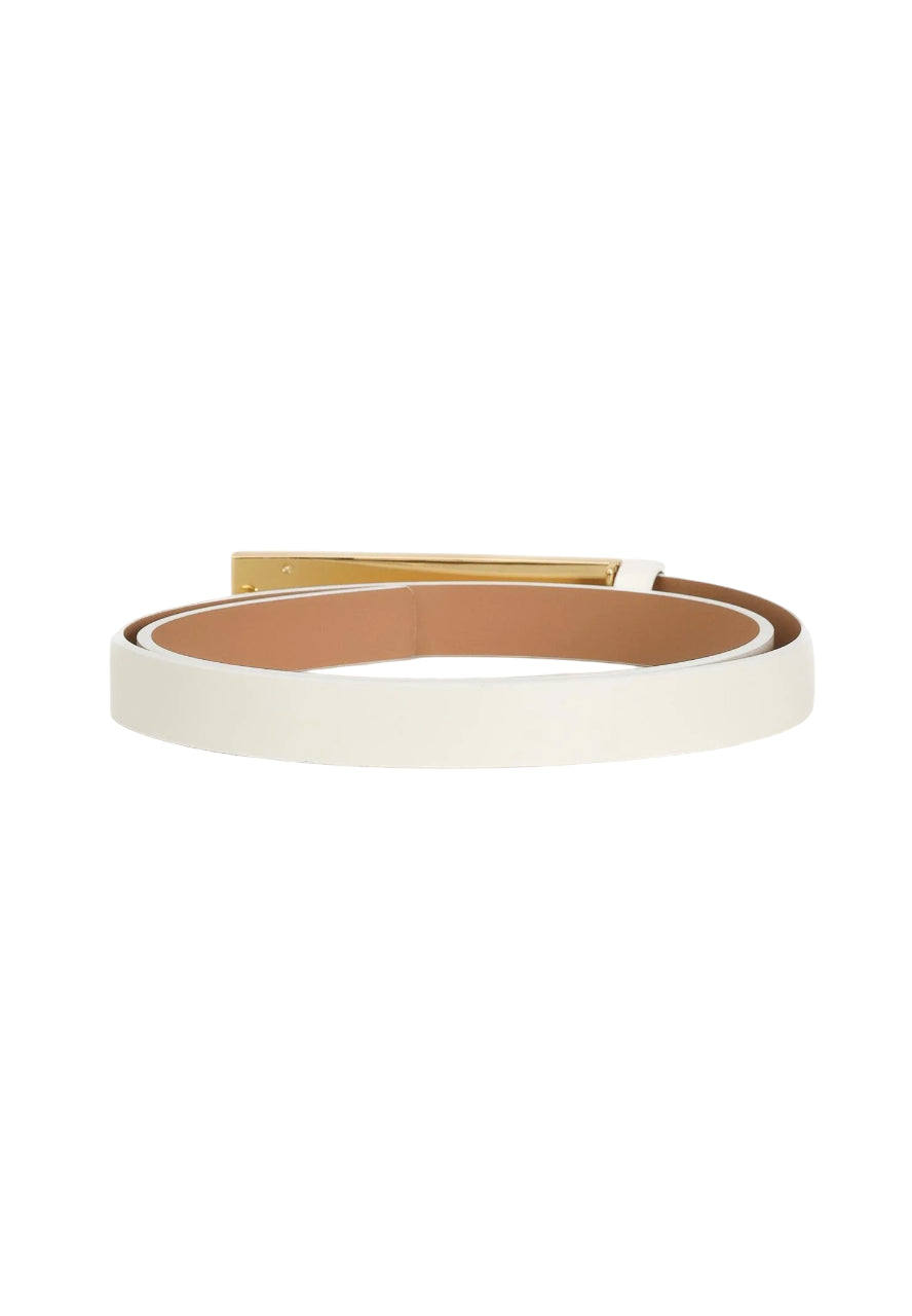 Elisabetta Franchi ecru faux leather belt with logo