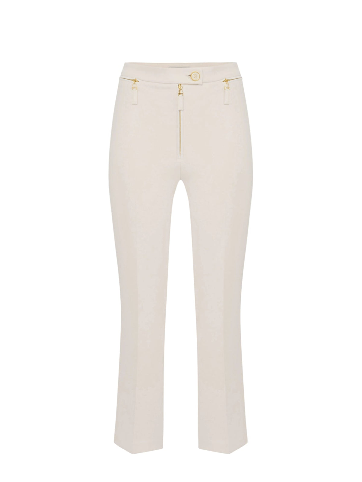 Elisabetta Franchi cream crepe slim trousers