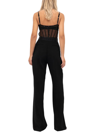 Elisabetta Franchi black tulle and crepe jumpsuit
