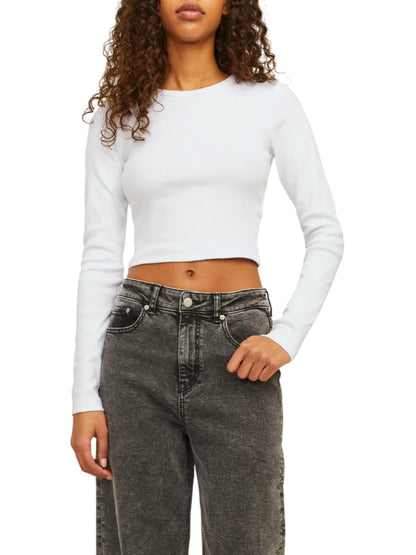 Jjxx Ribbed Long Sleeve T-Shirt White