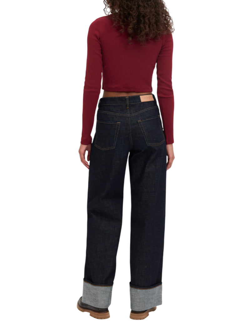 Jjxx Burgundy Ribbed Crop T-shirt