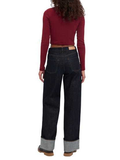 Jjxx Burgundy Ribbed Crop T-shirt