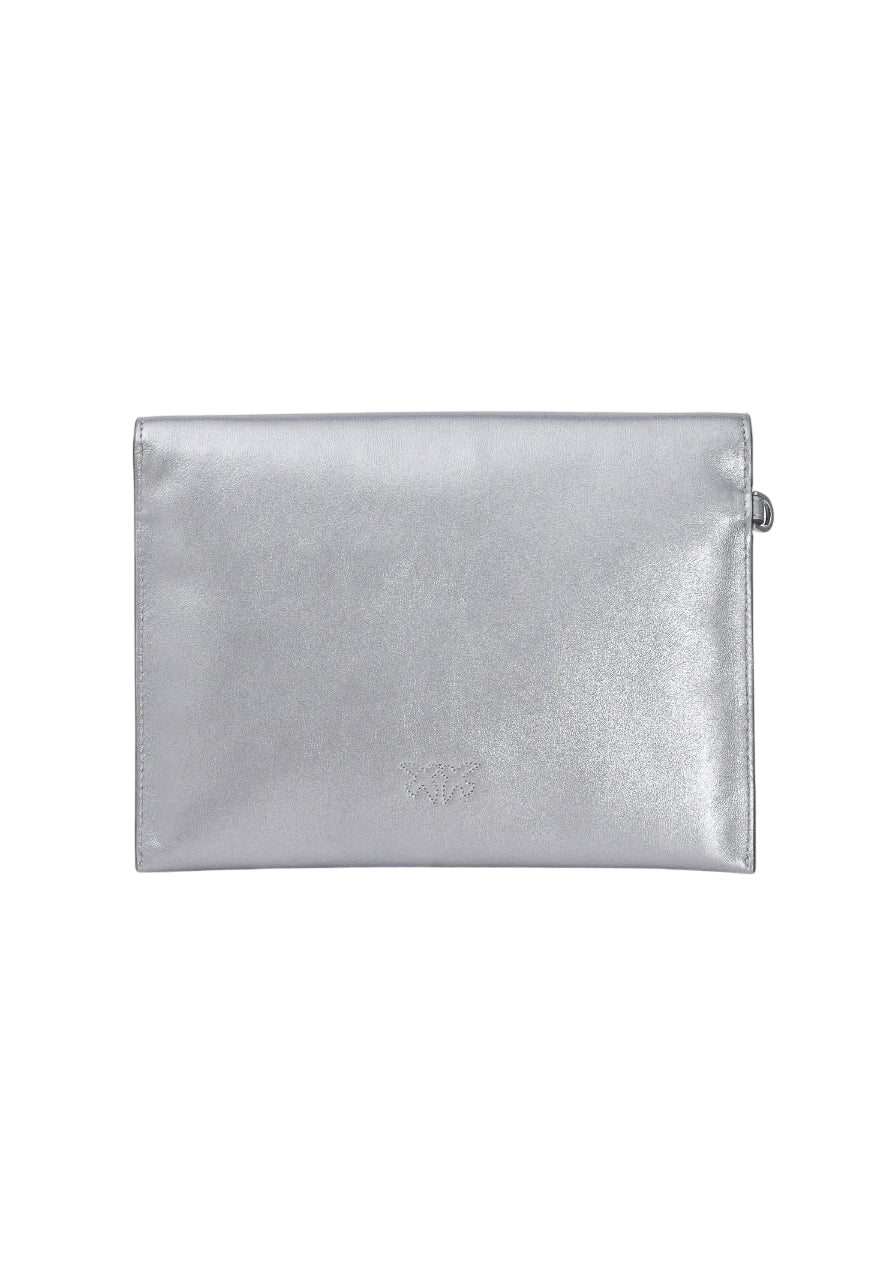 Pinko pochette Flat Purse in pelle argento