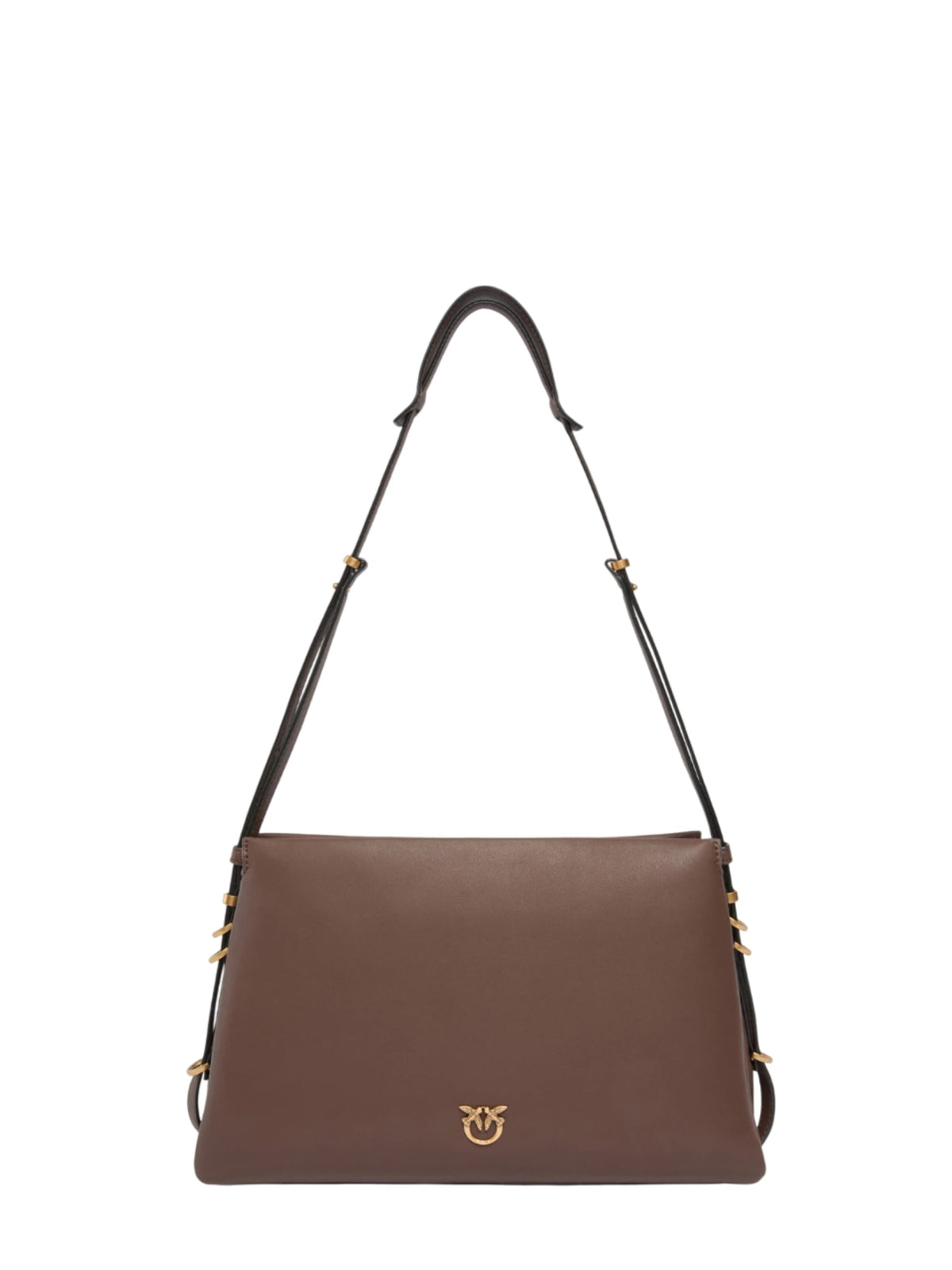 Pinko Triplet brown leather shoulder bag