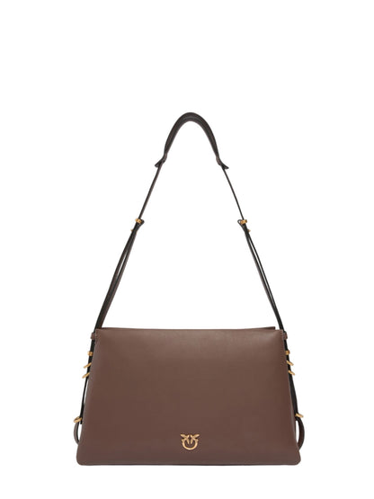 Pinko Triplet brown leather shoulder bag