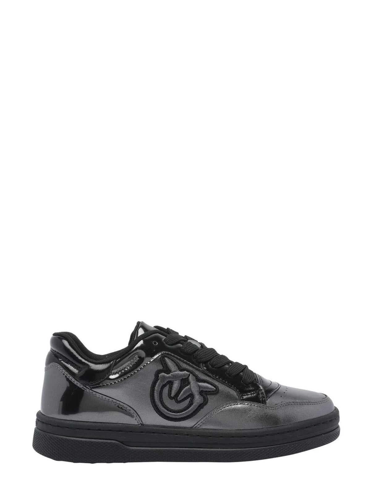 Pinko Mandy laminated leather sneakers in black