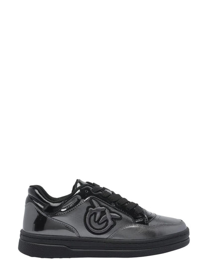Pinko Mandy laminated leather sneakers in black