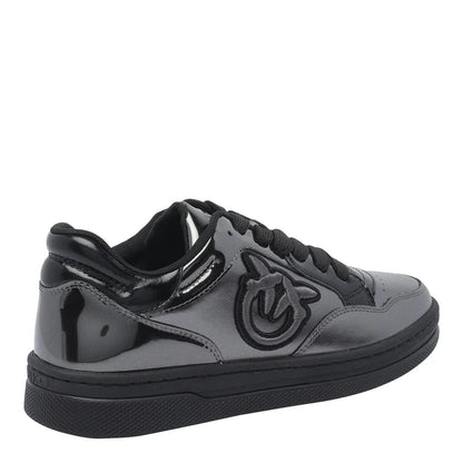 Pinko Mandy laminated leather sneakers in black