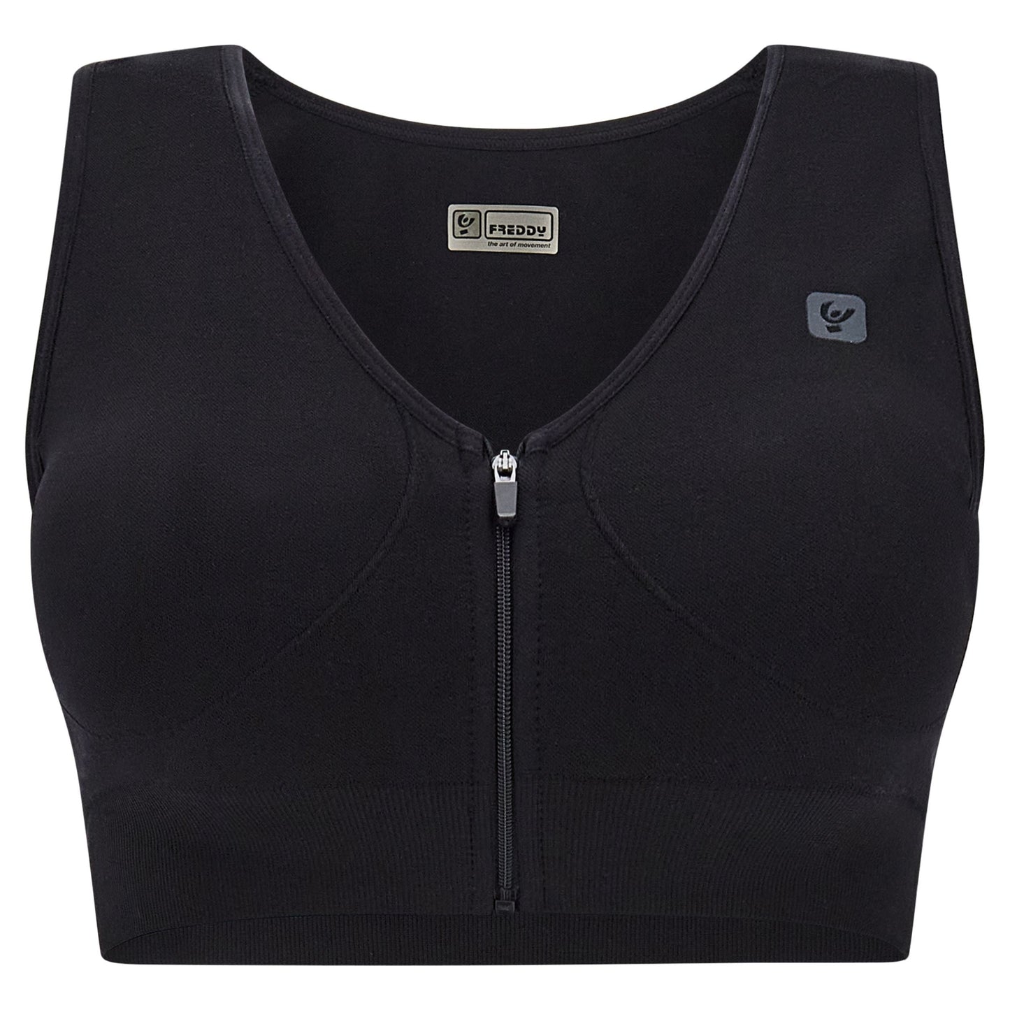 Freddy Top reggiseno sportivo in seamless zip e coppe removibili F2WSFB6N N nero
