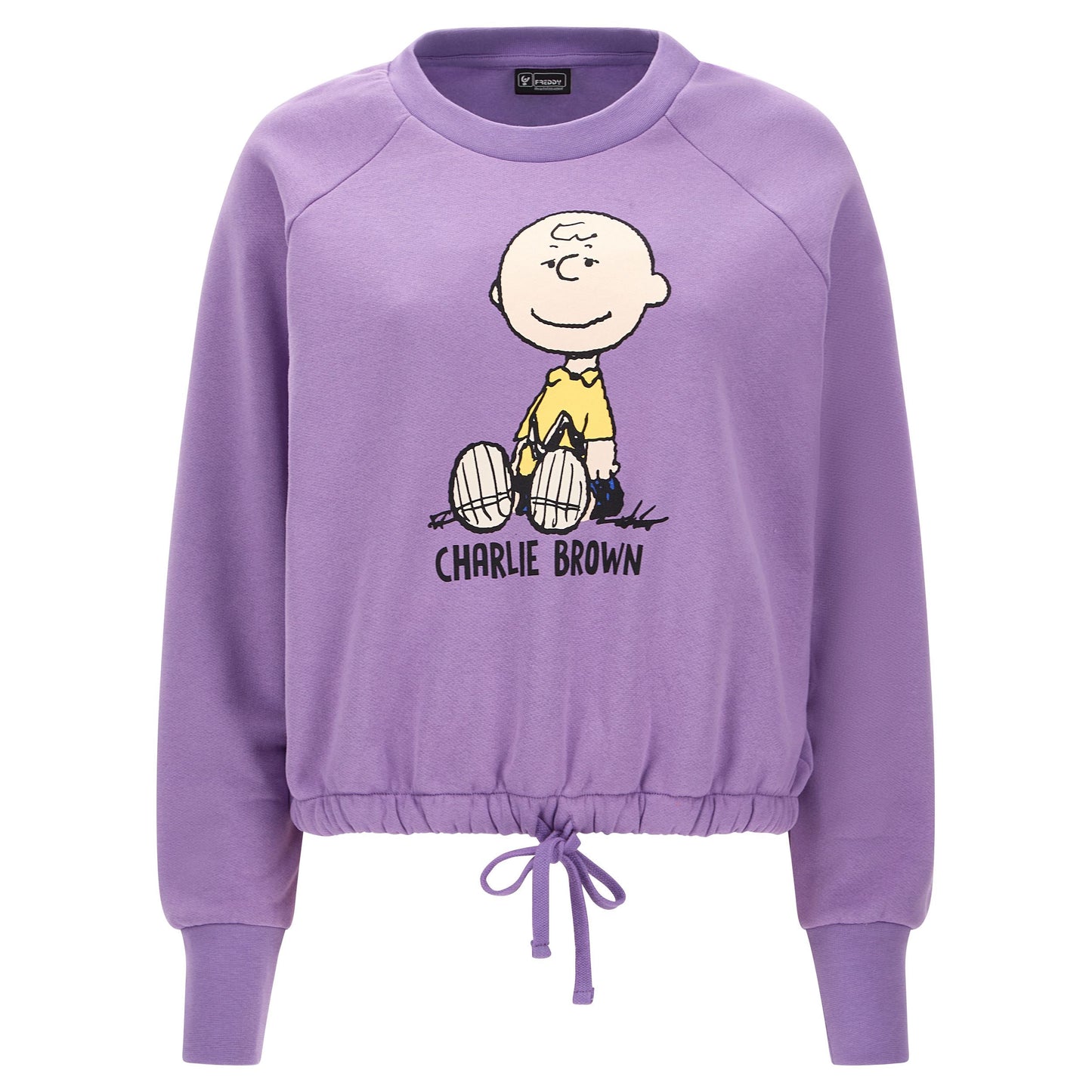 Freddy felpa corta da donna con coulisse e stampa Charlie Brown F3WMCS7-ST1 L18 lavanda