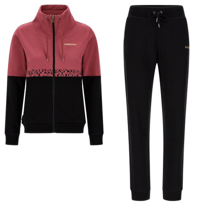Freddy Tuta Sportiva Donna Zip Collo Alto Inserto Fantasia F3WTRK3 F93N Malaga Nero