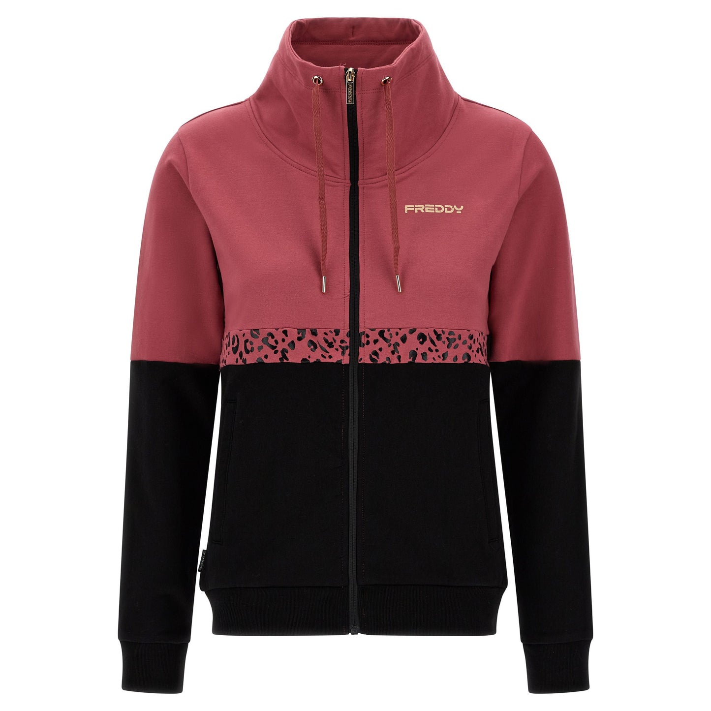 Freddy Tuta Sportiva Donna Zip Collo Alto Inserto Fantasia F3WTRK3 F93N Malaga Nero