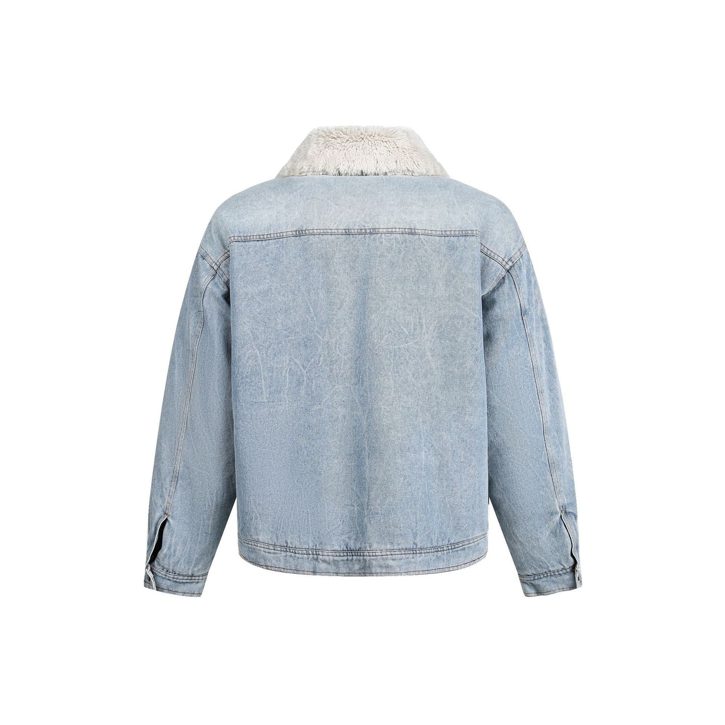 Giacca a jeans per uomo, color celeste con colletto bianco, regular