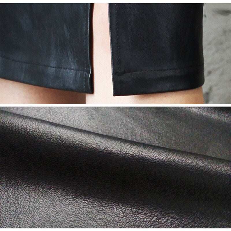 Gonna in Pelle Nera Donna Midi Vita Alta Sexy Bodycon Fashion