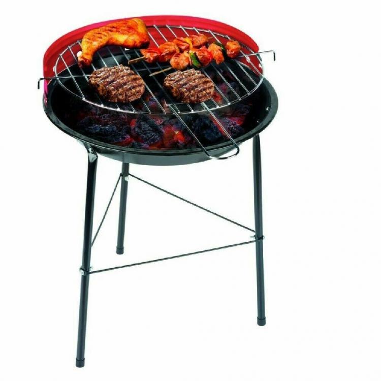 Bbq Barbecue Tondo A Carbonella Legna Metallo Giardino Griglia Paravento Grill