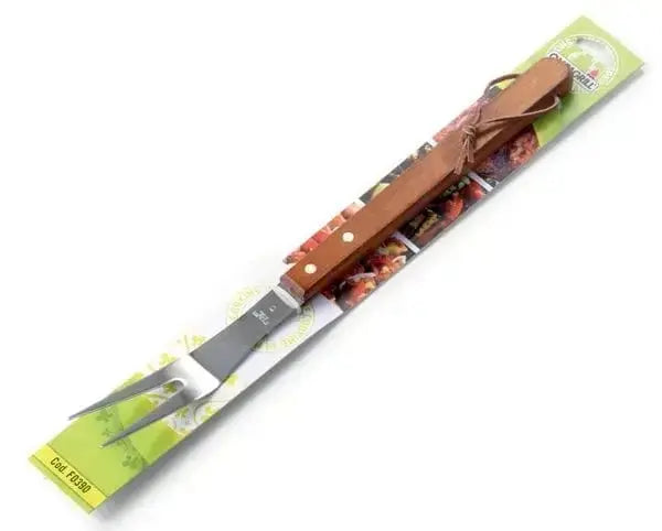 Forchettone in Acciaio Inox con Manico in Legno, Lunghezza 39 cm