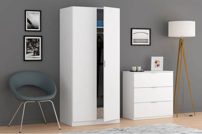 Kleiderschrank Zwei Türen Oz - Eleganz und Funktionalität in Mattweiß