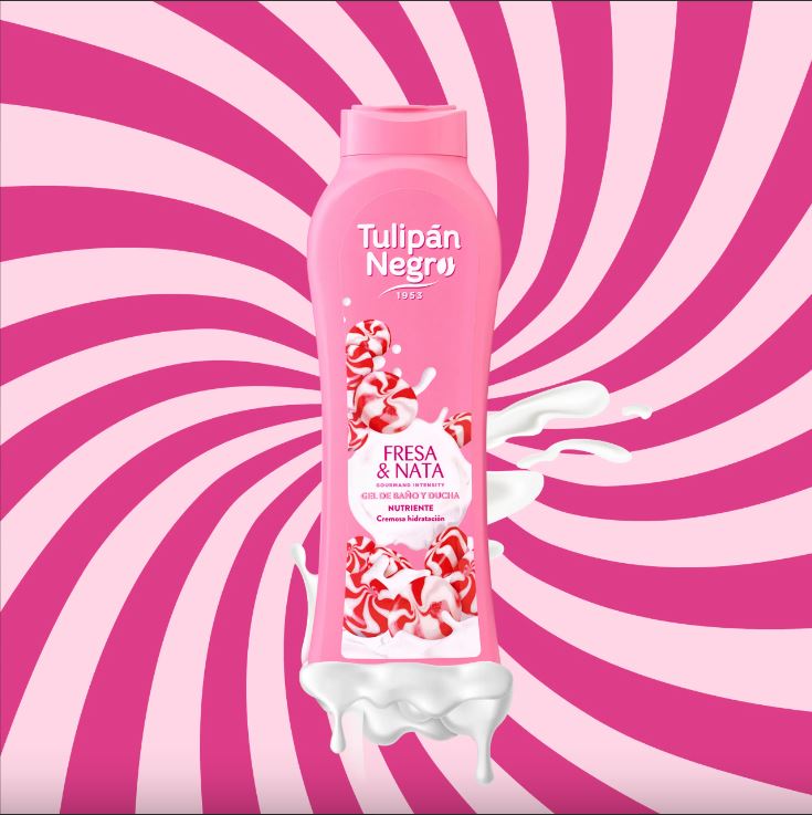 Tulipan Negro Duschgel Bad (Sahne und süße Erdbeeren) Fuchsia Duschschaum 650ml