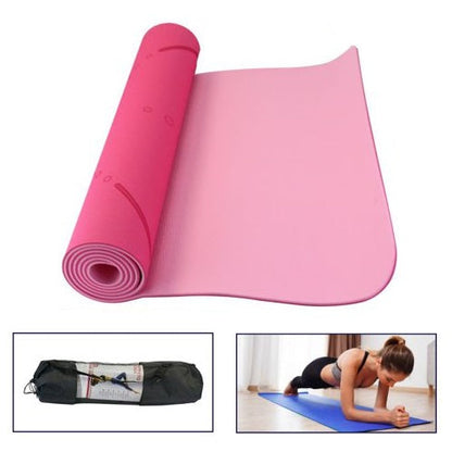 Pilatesmatte Yogamatte Fitnessmatte Gummi TPE 6mm Zweifarbig Fuchsia