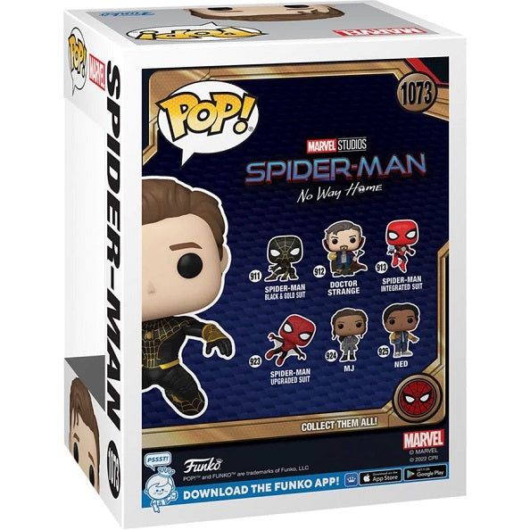 Funko Pop ! Spider Man No Way Home - Spider-Man 1073 Tuta Nera Oro Unmasked