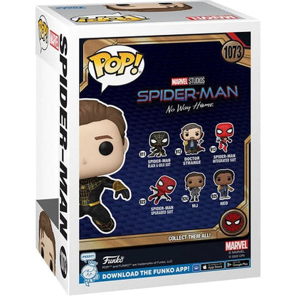 Funko Pop ! Spider Man No Way Home - Spider-Man 1073 Tuta Nera Oro Unmasked