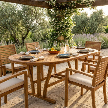 Tavolo ovale allungabile in legno Acacia massiccio 180/240x100 cm