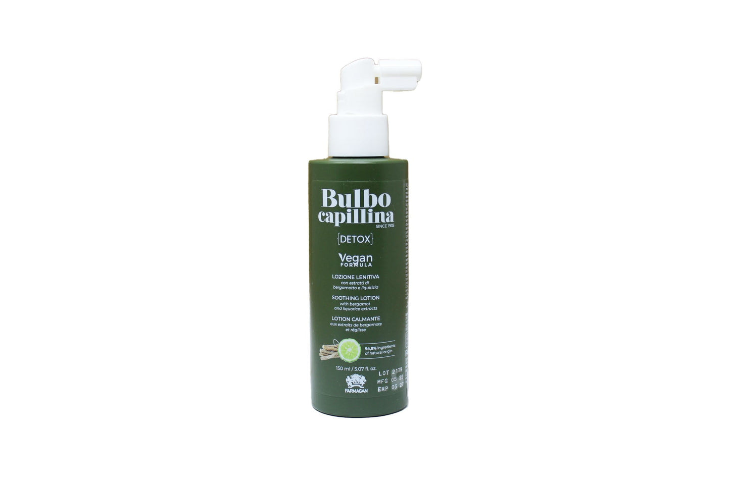 Farmagan Bulbo Capillina Formula Vegan Detox Lozione Lenitiva Per L'Epidermide Del Cuoio Capelluto 150 ml