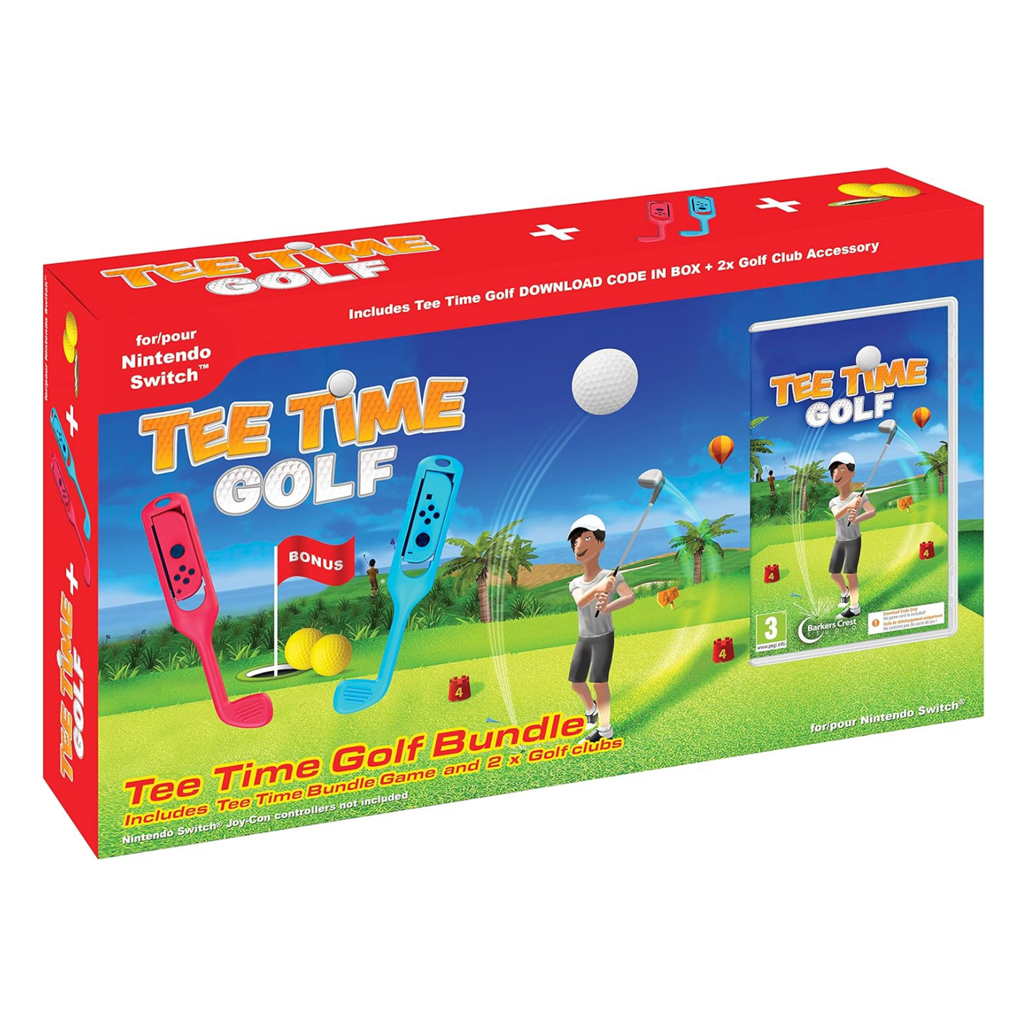 Tee Time Golf Switch Bundle + 2x Golfschläger-Zubehör Videospiel EU Mehrsprachig Ita